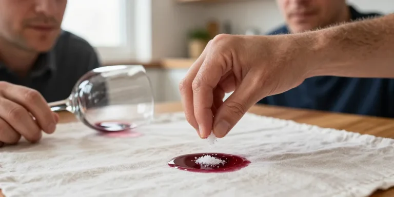 tache de vin rouge sel